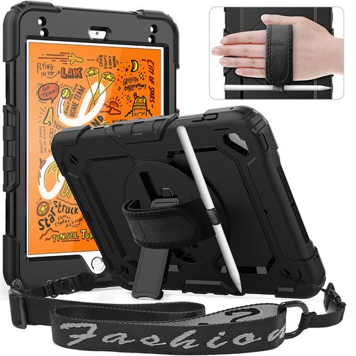 TimecityiPadMini5/Mini4専用ケース耐衝撃第5世代/第4世代(7.9インチ)2019/2015モデルハンドグリップ/ショルダーストラップ付き横置き/縦置き360度回転スタンド保護フィルムペン収納防塵