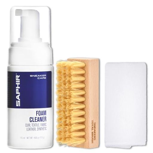 [サフィール]水洗い不要スニーカークリーナーフォームタイプ泡で汚れを徹底除去スニーカーシャンプーシューズクリーナー靴用洗剤汚れ落とし革合皮キャンバスメッシュ115ml2ソフトブラ…