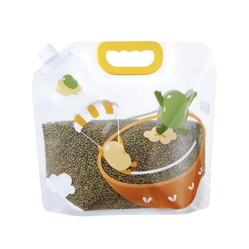 お米保存袋5個セット1.5L米ほぞん袋米びつ米保存袋真空PE素材透明防湿密封保存容器漏斗付き持ち手付き自立スタンド大口径コンパクトキッチン収納密閉鮮度保持虫防止防カビ便利キッチ…