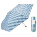 Waterfront折りたたみ傘日傘兼用雨傘ギンガムチェックサックスブルー51cmumbulatioシリーズ『ネオミニUVブロック折』ミニサイズ耐風15m/s撥水4級UVカット99.9%遮光99.99%遮熱