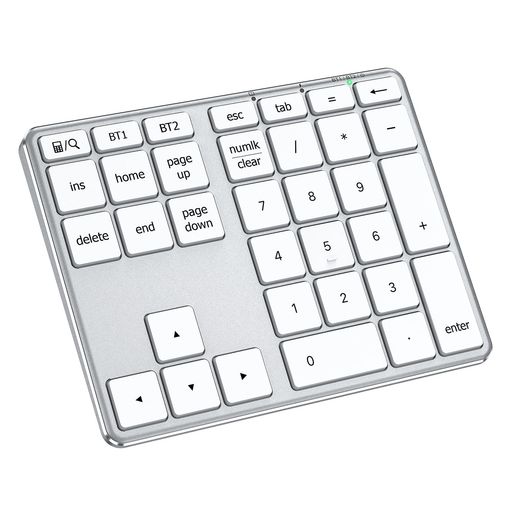 iClever テンキー Bluetooth ワイヤレス 数字 キーボード 2台接続 超薄型 金属構造 numlock連動 IC-KP10 銀白