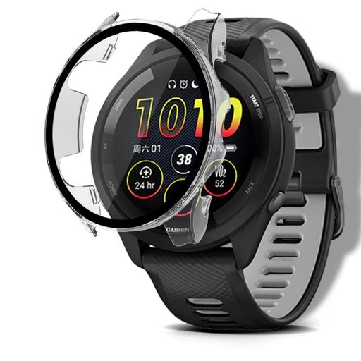 SeGinnケースGarminForerunner265対応保護カバーPC素材全面保護耐衝撃強化ガラス高透過率キズ防止指紋防止軽量装着簡単GarminForerunner265用保護ケース(透明)(2)