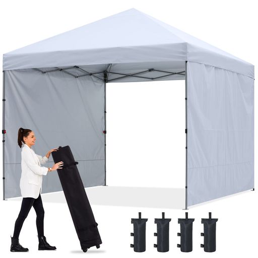 ABCCANOPYワンタッチテントタープテント3mx3m2.5mx2.5m簡易テント大型サイドシート2枚センターロック三段階調節耐水UVカット日除け遮熱紫外線カット耐風性組立簡単キャスターバッグ付き(3M/ホ…