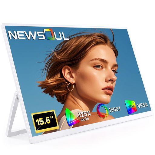 モバイルモニター白15.6インチNewsoulモバイルディスプレイフルHDIPS125%広色域軽量薄型ポータブルモニターPS5/PS4/スマホ/PC/Mac対応..