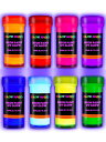 INDIVIDUALL 暗闇で光る ペイント - 8個セット 20ML 反射アクリル絵の具 屋外および屋内用 キャンバス 壁 オーナメント 絵画 - ブラックラ...