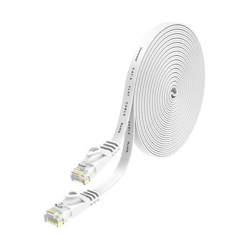 LovicoolLANケーブル10mCAT6フラットlanケーブル32AWG250MHzギガビット対応ランケーブルRJ45コネクタ配線しやすいイーサネットケーブルツメ折れ防止家庭/オフィス/ゲーム機用ホワイト