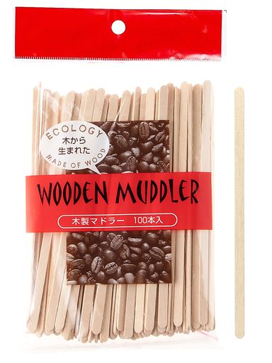 ストリックスデザインマドラー使い捨て木製100本14cm白樺チャック付き内袋付きコーヒー紅茶業務用大容..