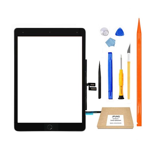 JPUNGタッチスクリーンデジタイザーIPAD第9世代用(A2602A2603A2604A2605)画面交換修理10.2インチ2021フロントガラス交換ホームボタン&ツール修理キット
