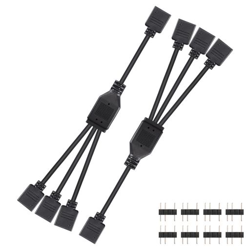 CERRXIAN 2PCS 5V 3PIN ARGBスプリッターケーブル 1対3 5V 3ピン・アドレス可能(オスピン付き)1メス~3メスポート3PINハブ拡張コネクタコード ARGB LEDストリップ、ARGBファンなど用