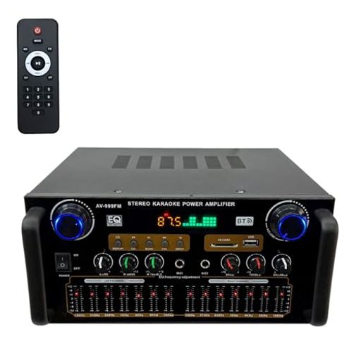 【Bluetoothオーディオサウンドアンプ ・交換性抜群】このオーディオパワーアンプはBluetooth対応できるワイヤレス車載用、家庭用ステレオレシーバーです。ブルートゥース機能を備えるので、スマートフォン、タブレット、ラップトップなどブルートゥースデバイスに簡単に接続できて、とっても便利なアイテムです。また、USB/SDインタフェースを搭載し、プラグアンドプレイで、高品質の音楽を自由に楽しむことができます。 【HIFIパワーアンプ】弊社のカラオケアンプは高性能チップを採用することで、まるでCD音源を再生しているような高音質サウンドを実現します!メインボリューム、トゥイーター、およびベースはすべてアナログコンポーネントによって規制されており、音楽の性質をより忠実に復元し、実際の音楽を聴いて、本当のHIFIサウンドエフェクトを提供できます。家庭用も車載用も最適です。 【音楽のリズムに同期! LEDオーディオビジュアル表示搭載】本製品のLED表示灯は、入力音声の周波数や音量に連動し、リズムに合わせてダイナミックに変化。