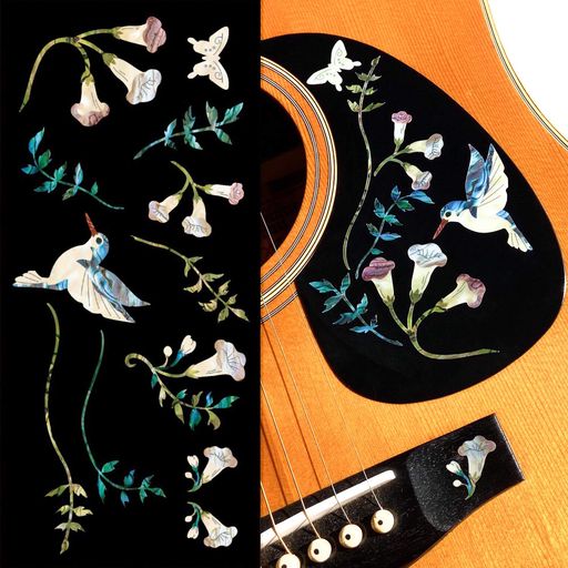 アコースティックやエレキのボディに。 ギタリスト&amp;ベーシスト達のステッカー。貼り方説明書付 簡単に楽器をカスタマイズ 本物の貝・インレイのようなステッカー。 貼った後はレモンオイル等でメンテナンス可能です。