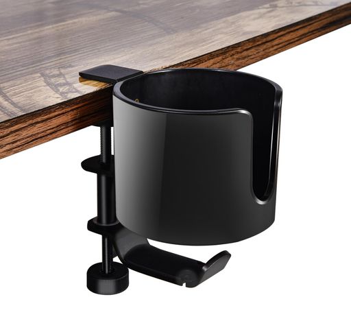 Shenyticドリンクホルダーデスクイヤホンスタンドテーブルドリンクホルダー大きめカップホルダー対応直径10cm以内多機能収納ラックABS+アルミ合金製360度回転耐荷重5キロブラック