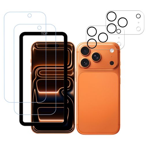 樂天商城 - HUAKE目の疲れ軽減ブルーライトカットに適合するiPhone17Proガラスフィルムカメラフィルムカバー保護フィルム【(2枚)+(2枚)+ガイド枠付き】