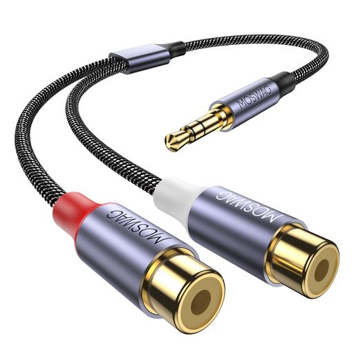 MOSWAG 3.5mm (オス)-2RCA (メス) ステレオオーディオケーブル HiFi 音質
