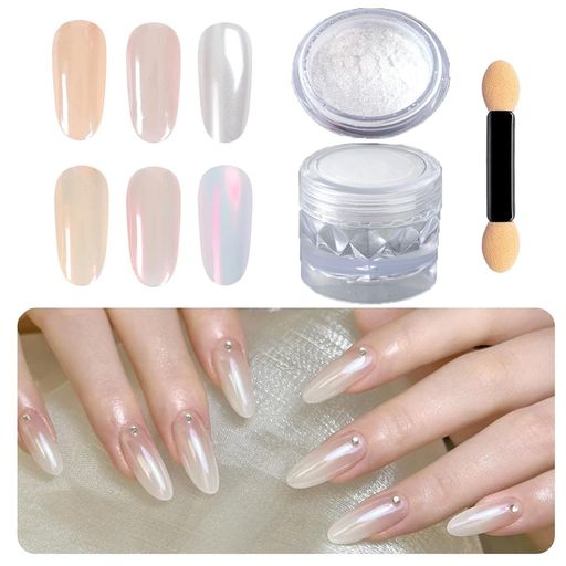 SensaBlissオーロラネイルパウダー白固形ネイルミラーパウダーオーロラパウダーミラーネイルキラキラ粒子細かいポリッシュネイルパーツファッションョンシンプル...