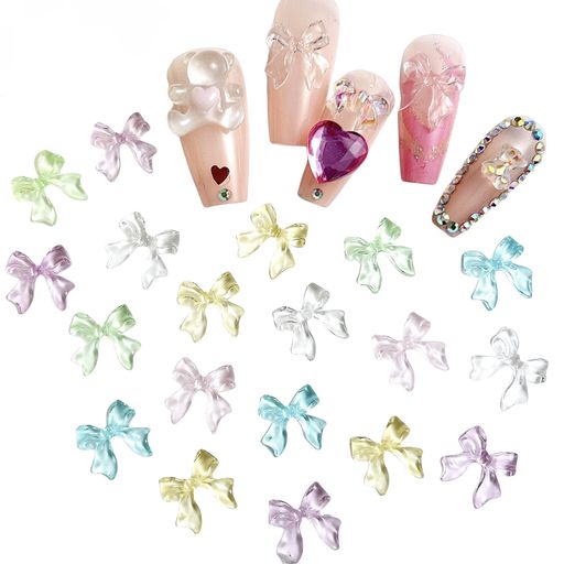 ネイルパーツリボン180個セット3D立体蝶結びジェルネイルレジン樹脂カラフルジュエリーパーツネイルアートデコパーツハンドメイド(A)