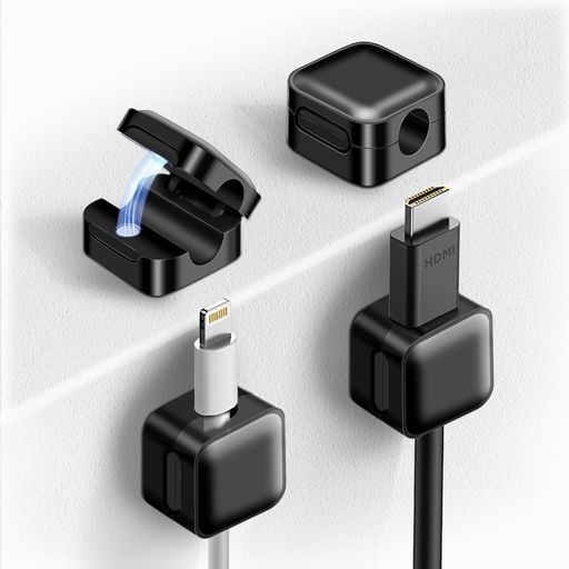 【心を込めたデザイン・品質と便利さの両立】ケーブルホルダーはシンプルなデザインを施し、マットな質感を備えています。マグネット開閉式の設計により、片手で楽々にケーブルを取り付けることができます。また、ロック部分には程よい磁力のマグネットを採用しており、ケーブルを引っ張る際にも外れにくいです。何度開閉しても、磁力が弱まりません。他のホルダーと比べて、弊社の製品は90°回転できるため、ケーブルの出し入れがさらに簡単になります 【ミニサイズ・大きい口径】弊社のコードホルダーは超薄型で、高さがたった1.2cmです。貼り付け面積が少ないため、どんな場所でも完璧に隠すことができます。インテリアにも馴染み、部屋の雰囲気を崩しません。ミニサイズですが、内部のスロット直径は7mmと十分なゆとりがあります。一般的なデータケーブルはもちろん、HDMIケーブルや一部の小型電化製品の電源コードなども収納できます 【繰り返し使えるテープ・しっかり固定でき】台座部分にはアクリルフォーム基材を使用した強力な両面テープを採用しています。耐久性、耐水性、柔軟性に優れており、オフィスや車内、ゲーミングルームなど様々な場所で使用できます。