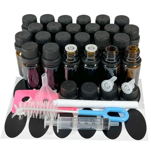 PIPIBA(24本)10mlドロッパー付ボトルガラス製遮光瓶エッセンスオイルアロマ精油瓶香水保存容器(茶色)