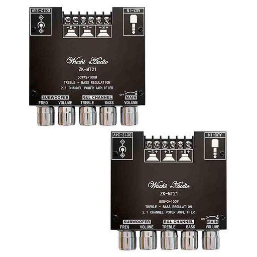 2PCS ZK-MT21 50W+50W+100W 12V-24V AUX Input Audio Power Amplifier