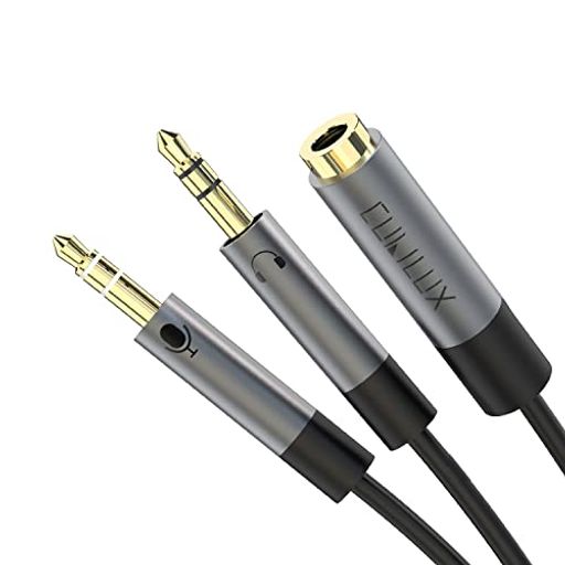 Cubilux 3.5mmイヤホン2分配器、4極(TRRS)(CTIA)メス3極(TRS)オスイヤホン マイク...