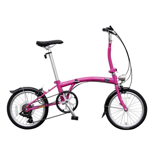 折りたたみ自転車シマノ7段変速スタンド付英国スタイルFDB167LondonTaxi(ロンドンタクシー)16インチピンクJP8763