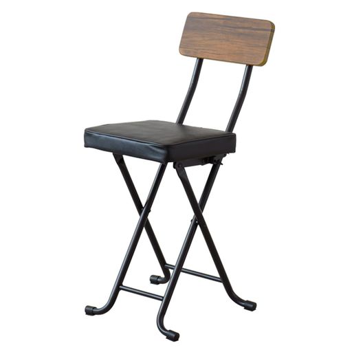 永井興産折りたたみチェアパイプ椅子幅35x奥行44.5x高さ74cmブラウン合成皮革背もたれ付き完成品ヴィン..