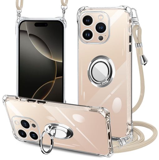 樂天商城 - PAILAIMENiphone16promaxケースクリアネックリング付きショルダー耐衝撃対応アイフォン16promaxスマホケースiphone16promaxカバー肩掛け斜めかけ縄掛けカバー透明TPU