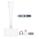 【2025新設計】2IN1 イヤホンジャック 変換 USB TYPE-C/LIGHTNING-3.5MM イヤホン変換アダプター DAC搭載 HI-FI音質 高速 双方向転送 PD 急速充電 通話/音量調節/音楽対応 IPHONE/IPAD/IPAD(2)