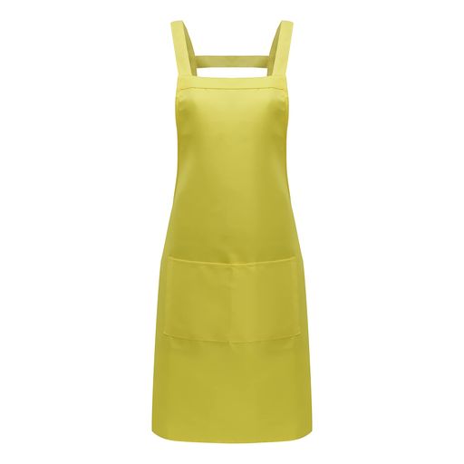 [NB]エプロンレディースH型おしゃれ無地多機能大容量ポケット付きシワになりにくいノーアイロン汚れにくい膝丈ワークエプロンカフェ保育士料理用シンプルイエロー