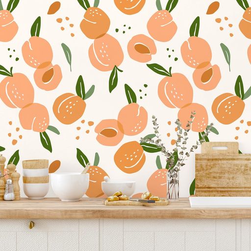 VEELIKE花柄壁紙クロスホワイトオレンジなモモ壁紙シールリメイクシート白カッティングシートふすまに貼れる剥がせる貼るだけかべかみのりつき襖張り替え自分で簡単防水耐熱厚手透け…