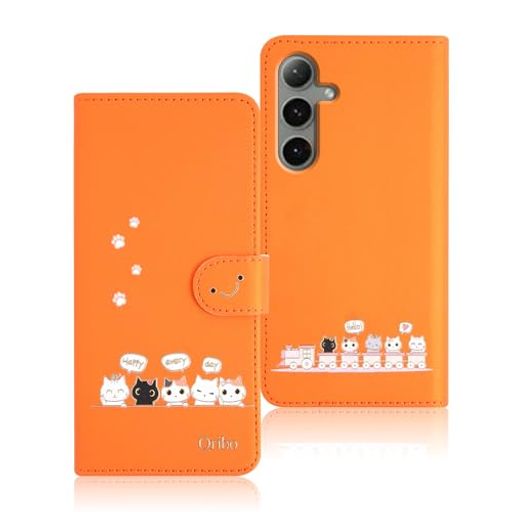 QriboGalaxyS24Plusケース手帳型GalaxyS25Plusケースシンプルなのに可愛いデザインエンボス加工猫柄うれしい気持ち6.7インチ対応ギャラクシーs24PlusケースSamsungS24plus/
