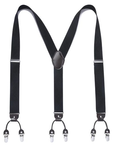[HISDERN]サスペンダーメンズ黒Y型幅広35mmおしゃれフォーマルギフトボックス付き弾性ベルト調節可能6..