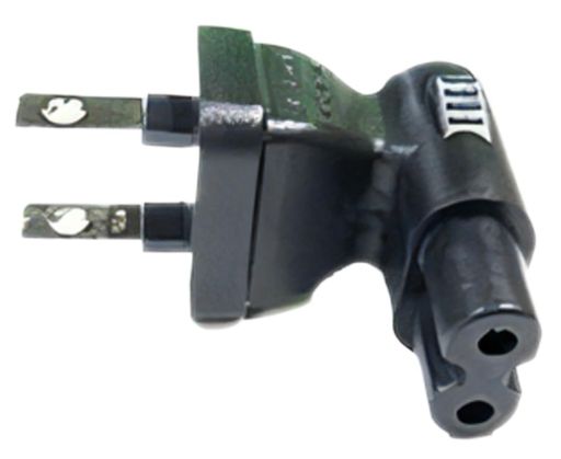 電源直角変換プラグ(メガネ型ACコード)/2Pin(オス)左右二重線矢印2Pin(メス)(EP-W-2PA)