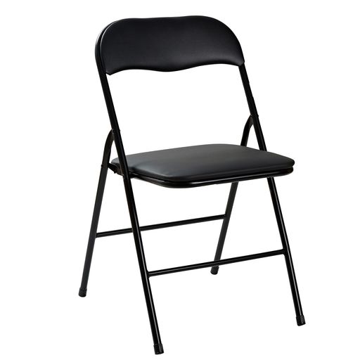 VECELO折りたたみチェアパイプ椅子折り畳み背もたれ軽量持ち運び完成品会議アウトドアイベント座面高44cm耐荷重100kgPUレザーブラック