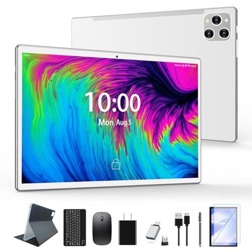 【新登場2024】2IN1タブレット 8コアCPU 16GB(8GB+8GB)RAM 128 ROM+1TB拡張可能 キーボード付き10.1インチ大画面 ANDROIDタブレット7000MAHバッテリー、8MP/13MP カメラ、2.4G/5G WIFI