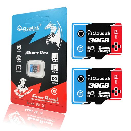 CLOUDISK 2枚のマイクロSDカード32 GB U 3 CLASS 10マイクロSDHCメモリカード、ゲーム、携帯電話、カメラ、タブレットPC、ドローンに最適化 (32GB)