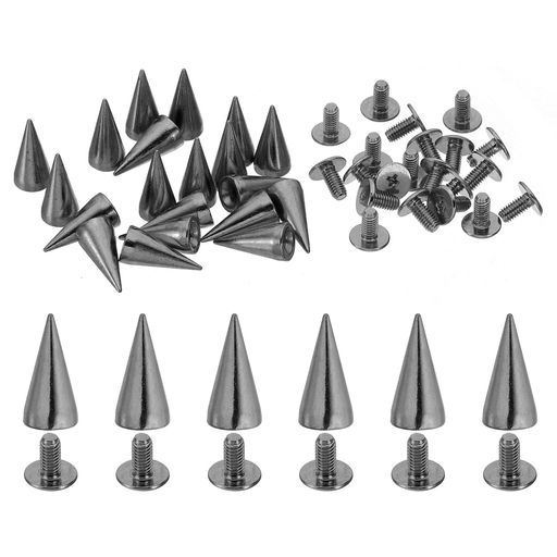 PATIKILスタッズ20セットメタルスクリュースタッズ衣類用スタッズレザーリベットメタルスクリュースタッズ7x14.5mm黒