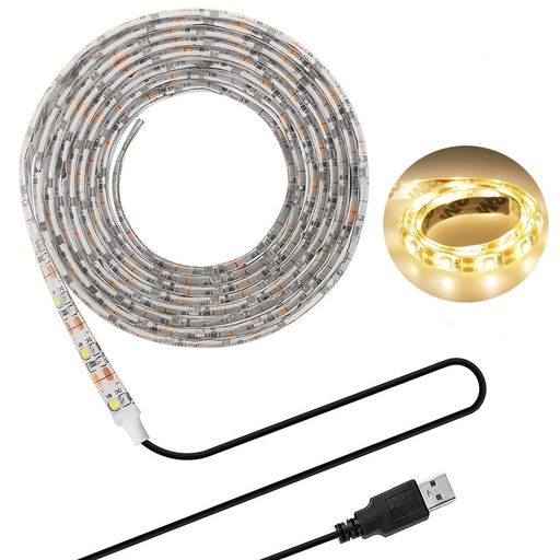 LEDテープライト LHY LEDテープ 貼レルヤ USB 5V 200cm 120連 高輝度 白ベース 正面発光 切断可能 IP65防水タイプ 間接照明・両面テープで好きな場所に貼り付け可能・ショーケースなど店舗用照明…
