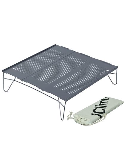 iClimb キャンプ用アルミローテーブル 超軽量 約540g 折りたたみ ワイド天板 IGT互換 耐荷重15kg Lサイズ 天板3枚 ガンメタル