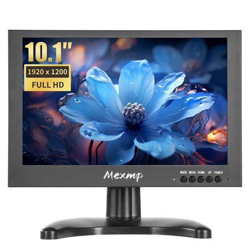 10.1インチ 小型HDMIモニター 1920x1200 16:10 IPS 金属筐体 液晶ディスプレイ HDMI/VGA/AV/BNC入力対応 リモコン付 内蔵スピーカー PC 防犯カメラ RasPi用