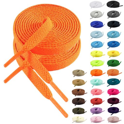 [MECOLO]靴紐シューレース靴ひも【2足セット】【32カラー選択可能・滑り止めでほどけない・糸がほつれない・4~12穴対応】100cm120cm140cm160cm無地スニーカー平紐無地(ネオンオレンジ120cm(4.0)