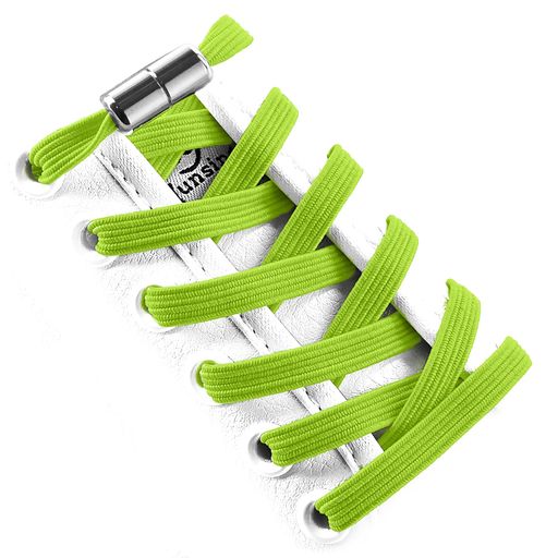 [VICTPOPU]大人の子供のための弾性靴ひも、金属バックルでタイレスの靴ひも、タイ靴ひもなし(蛍光グリーン)