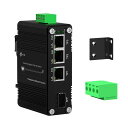 産業用ギガビット3ポートPoEイーサネットスイッチPoEファイバスイッチ、100/1000M適応SFPスロット付きDINレールアンマネージド10/100/100...