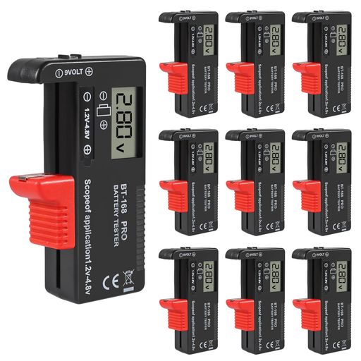 ユニバーサルバッテリーテスター:バッテリーテスターは、単4、単3、C、D、18650、9Vアルカリ、乾電池、充電式バッテリーに適しています。バッテリーパワーテスターはバッテリーの電力を即座に表示できます。 ポータブルバッテリーテスター:このポータブルバッテリーテスターは小型で軽量で、持ち運びが簡単で、いつでもどこでもバッテリーをテストできます。小さいサイズは、キッチンの引き出し、机、ツールボックス、ポケットに入れるのに適しています。 バッテリー不要:デバイスは動作するために追加のバッテリーを必要とせず、テスト対象のバッテリーから電気を生成します。 不要なバッテリー消費を避けるためにテスト時間を短縮します。 デジタル表示画面:ユニバーサルバッテリーテスターにはデジタル表示機能があり、バッテリーの状態を直接表示でき、数字は電力レベルを示します。 デジタルLCDユニバーサルバッテリーテスター、ポータブルバッテリーチェッカーバッテリーテスター単4形単4形C D 9V