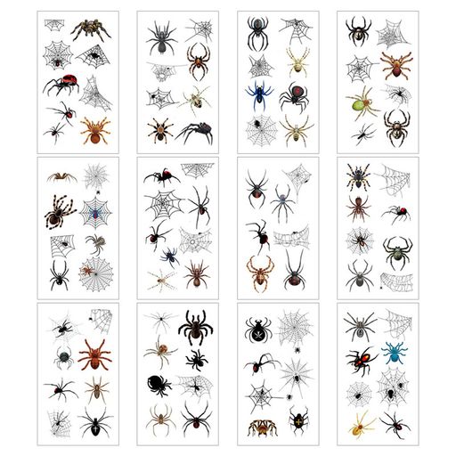 SZSL蜘蛛のタトゥーシール12枚セット防水防汗使い捨てタトゥーシール大人子供兼用