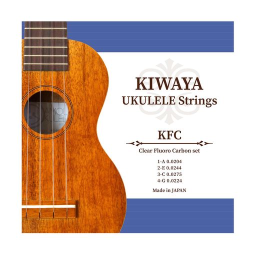 KIWAYAオリジナルのクリアフロロカーボン弦。 弾きやすく、透明感のある明るいサウンド。(ソプラノ~テナーサイズ対応) 4弦/0.0224(0.70mm)3弦/0.0275(0.70mm) 2弦/0.0244(0.62mm)1弦/0.0204(0.52mm)