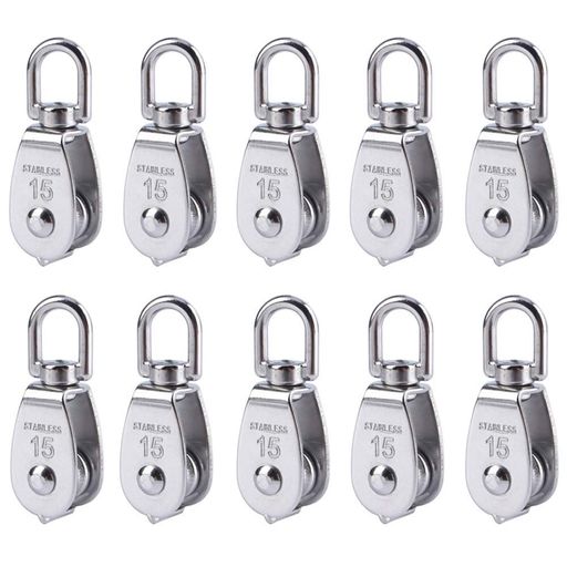 Buttonrステンレス製滑車ステンレス滑車プーリプーリー滑車貨物輸送荷揚げSUS30418-8ステンレス呼び(15mm10個セット)