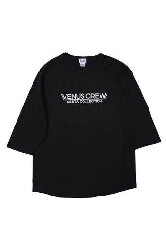 ゼスタ(Xesta)ビーナスクルーラグラン3/4スリーブTシャツLブラックxホワイト