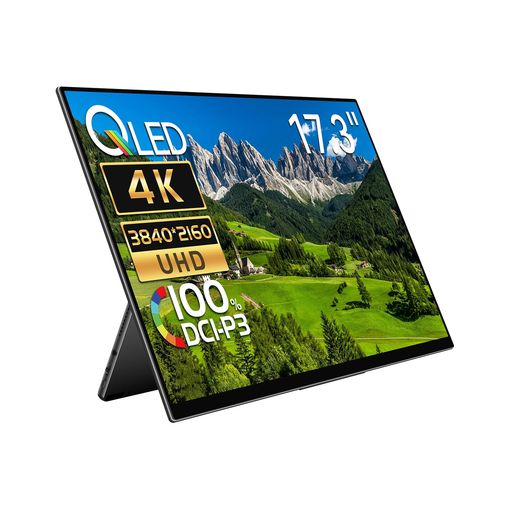 19 inches + - EHOMEWEIモバイルモニター4K17.3インチ3840*2160QLEDパネルポータブルディスプレイDCI-P3100%デジタルシネマ規格FreeSYNC対応ゲーミングモニタースピーカー内蔵ブルーライトカット薄型5mm