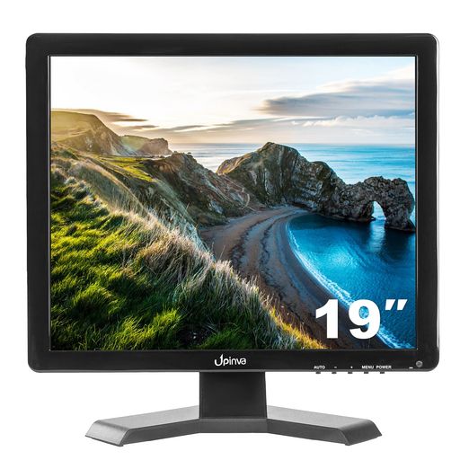 Upinva 19インチ 防犯CCTV専用モニター|1280x1024 4:3比率|BNC最優先 多入力(HDMI/VGA/AV/USB)|リモコン&内蔵spk付|監視カメラ/STB接続対応 産業用TFT液晶
